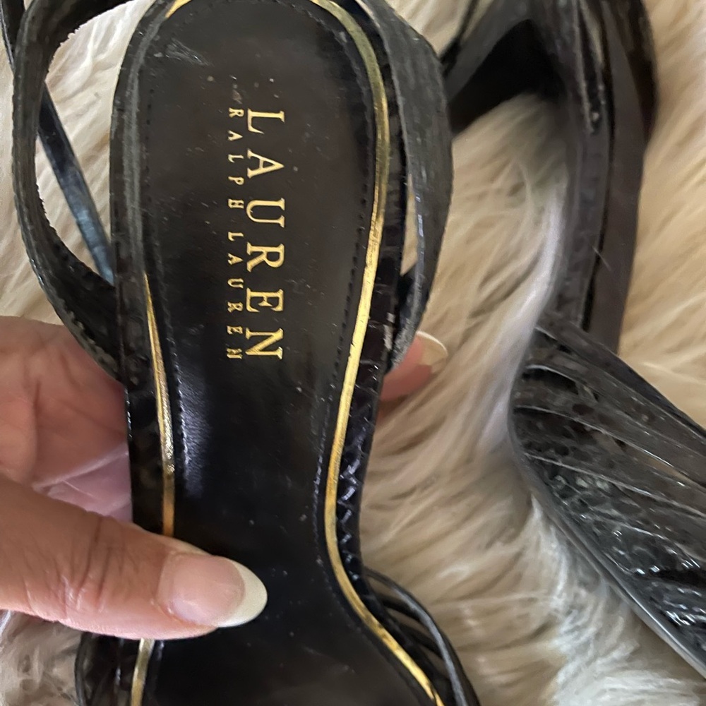 Lauren Ralph Lauren Black Woven Strappy High Heel Sandals - Picture 4 of 6